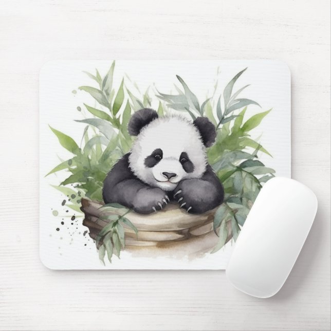 Panda Bear i Bamboo Basket Musmatta (Med mus)