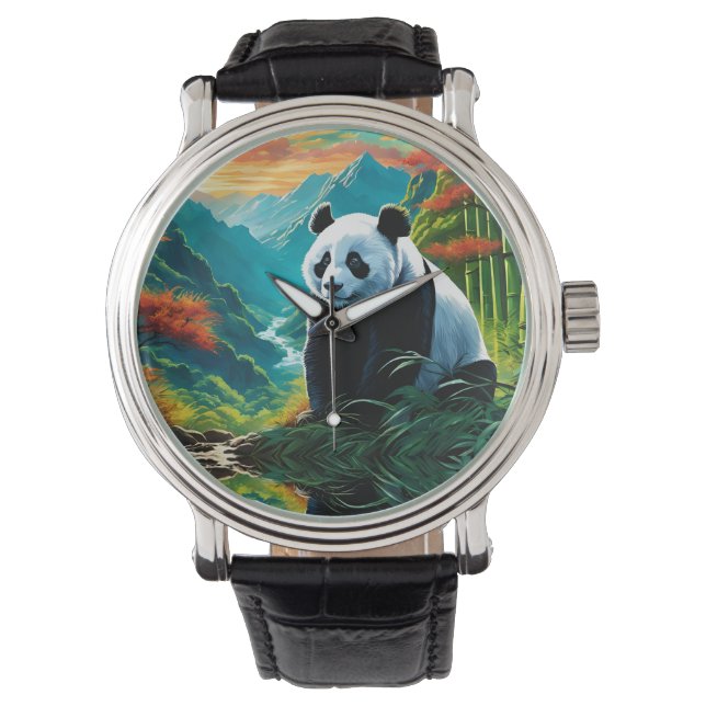Panda Bear i molnen Armbandsur (Framsida)