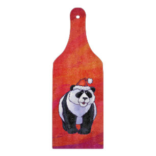 Panda Bear i Santa Hat On Red