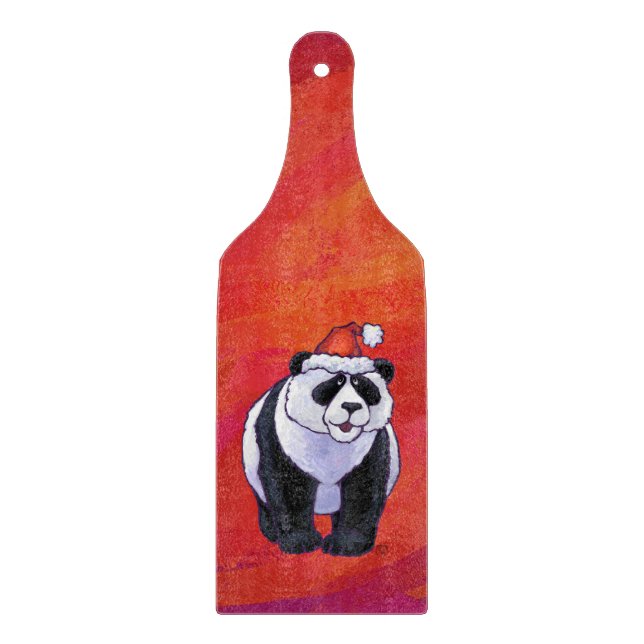 Panda Bear i Santa Hat On Red (Framsidan)