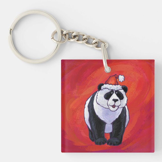 Panda Bear i Santa Hat On Red (Framsidan)