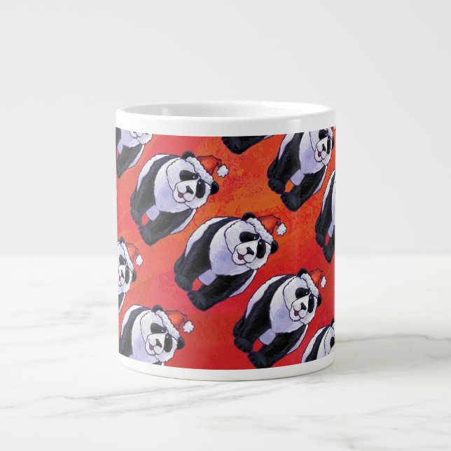 Panda Bear i Santa Hat On Red Jumbo Mugg (Framsidan)