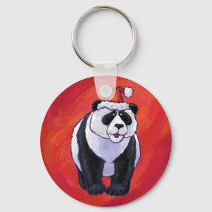 Panda Bear i Santa Hat On Red Nyckelring
