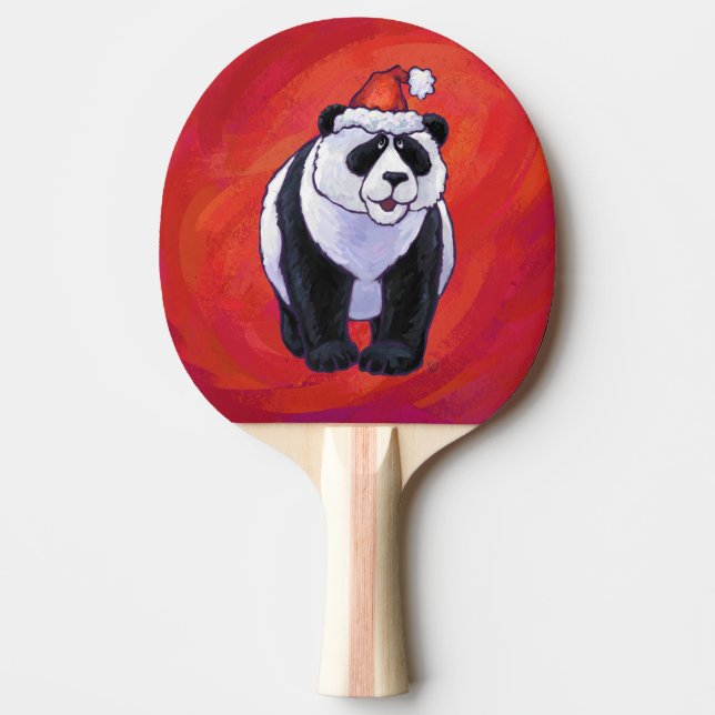 Panda Bear i Santa Hat On Red Pingisracket (Framsidan)