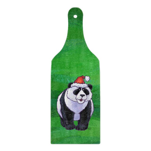 Panda Bear i Santa Hat på Grönt (Framsidan)