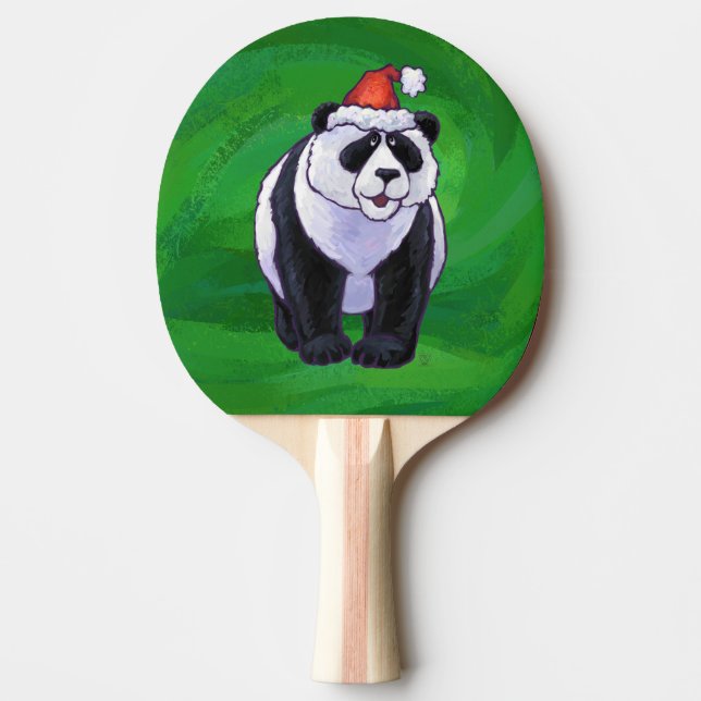 Panda Bear i Santa Hat på Grönt Pingisracket (Framsidan)