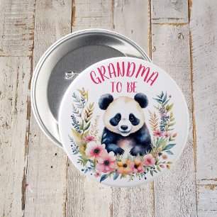 Panda Bear in Flowers Baby Shower Grandma. Knapp