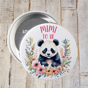 Panda Bear in Flowers Baby Shower Mimi ska vara Knapp