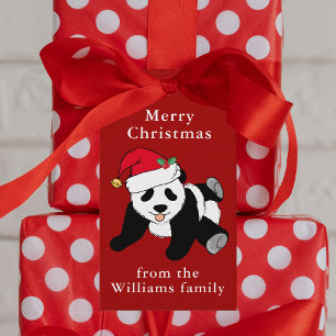 Panda Bear-Jul Cute Cute Personlig Red Presentetikett