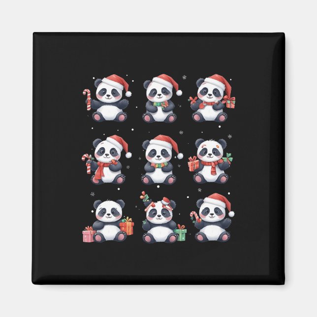 Panda Bear jul jul Santa Hat Funny Animal Lover Magnet (Framsidan)