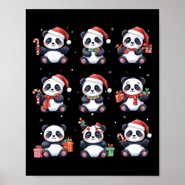 Panda Bear jul jul Santa Hat Funny Animal Lover Poster (Framsidan)