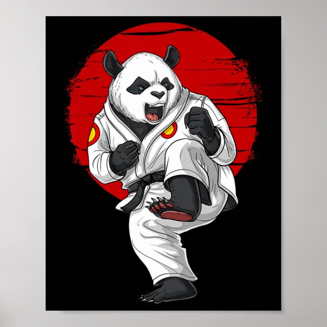 Panda Bear Karate Kickboxing Kung fu Taekwondo Mar Poster (Framsidan)