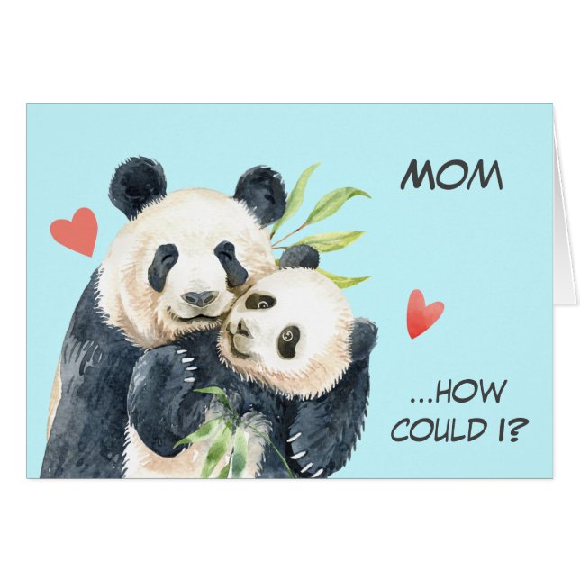 Panda Bear Kärlek Mamma Mors dag-kort Hälsningskort (Framsidan Horizontal)