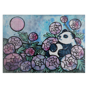 Panda Bear Lila blommor Nature Älskare