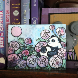 Panda Bear Lila blommor Nature Älskare Helg Vykort