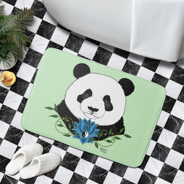 Panda Bear Lotus Flower Blue Badrumsmatta (Skapare uppladdad)