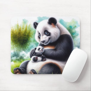 Panda Bear med hennes Unge Musmatta