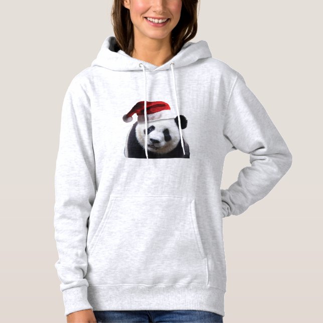 Panda Bear med Jultomten Hat T Shirt (Framsida)