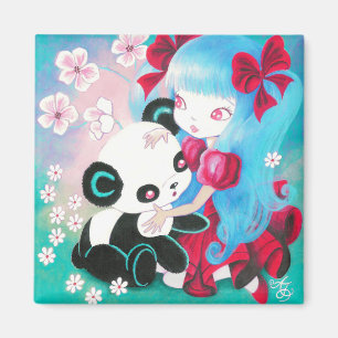 Panda Bear med Kawaii Girl Magnet