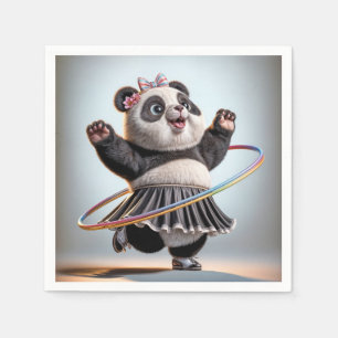 Panda Bear med Rainbow Hula Ring Pappersservett