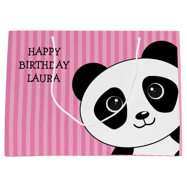 Panda Bear med Rosa Rand Birthday (Framsidan)