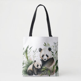 Panda Bear med Unge Tygkasse