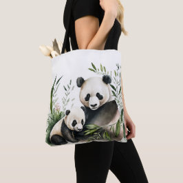 Panda Bear med Unge Tygkasse