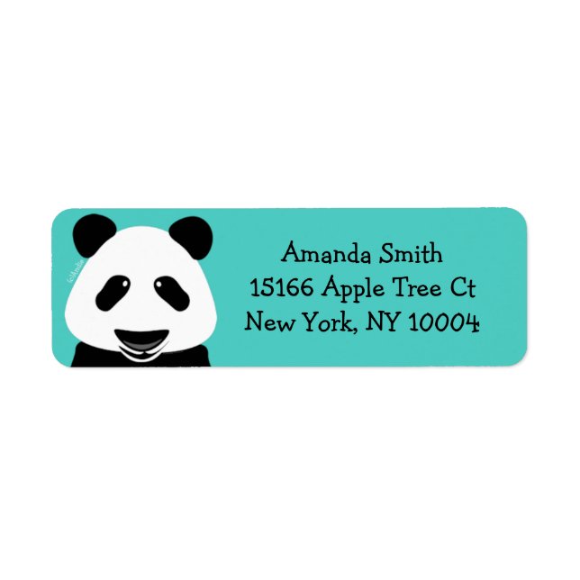 Panda Bear Modern Teal Returadress Etikett (Framsidan)