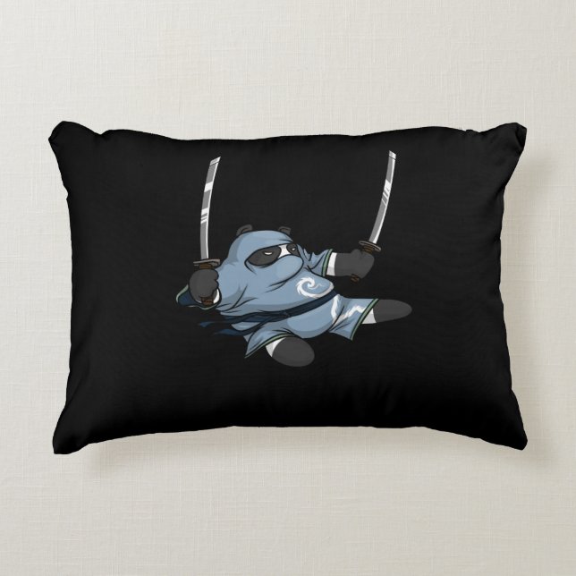 Panda Bear Ninja Karate Samurai Martial Arts Prydnadskudde (Framsidan)