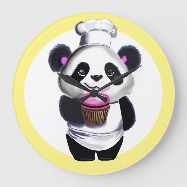 Panda Bear Nursery Clock Stor Klocka (Framsida)