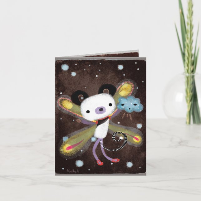 Panda Bear och mörk med ett sött molnkort  Kort (Framsida)