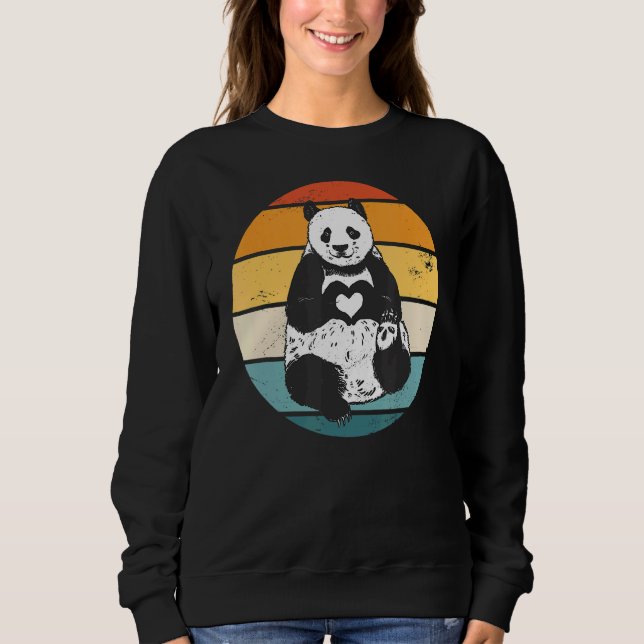 Panda Bear Pandas Animal Retro Sunset 1 T Shirt (Framsida)
