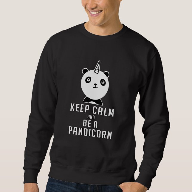 Panda Bear Pandicorn Behålla Lugn Funny Gift Idea Lång Ärmad Tröja (Framsida)