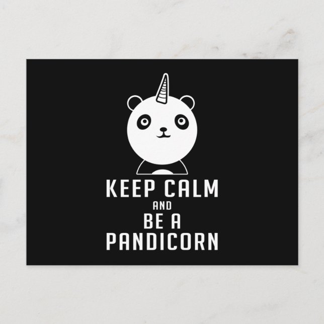 Panda Bear Pandicorn Behålla Lugn Funny Gift Idea Vykort (Framsida)