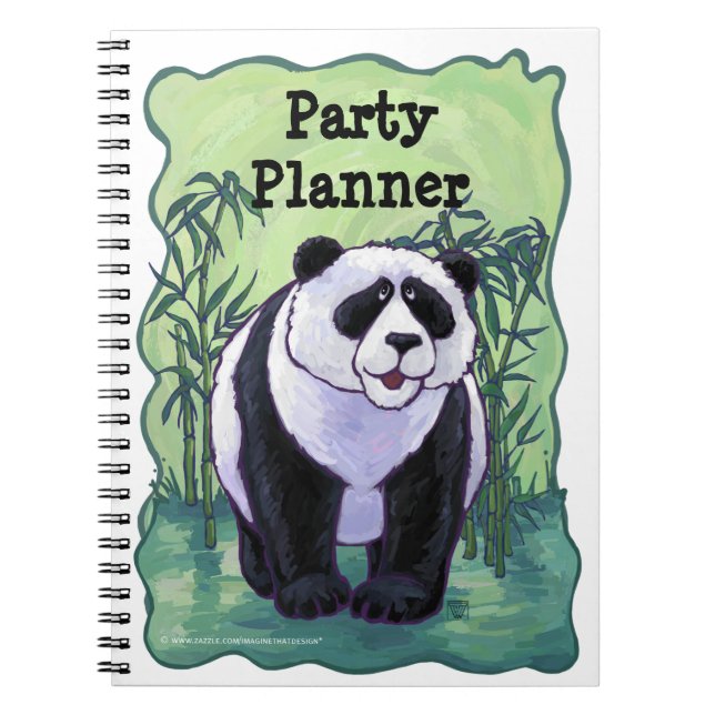 Panda Bear Party Planner - bärbar dator Anteckningsbok Med Spiral (Framsidan)