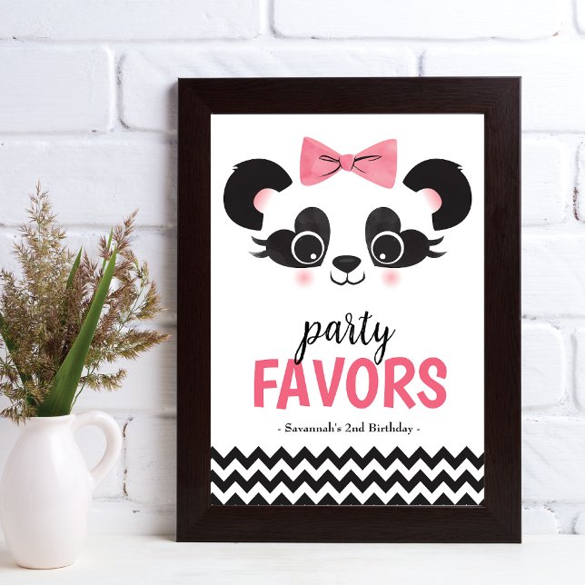 Panda Bear Rosa Guest Gift Party-favoritsignatur Fototryck (Skapare uppladdad)