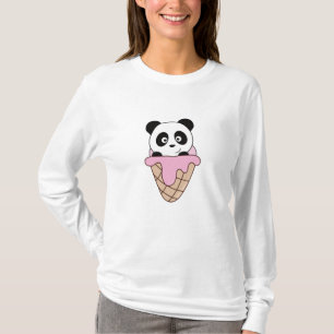 Panda Bear Rosa Ice Cream Waffle Cute Animals Kids T Shirt