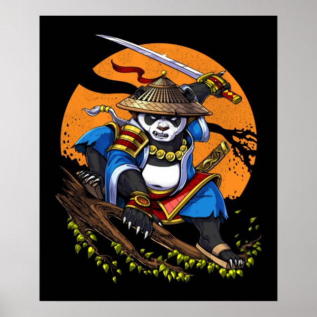 Panda Bear Samurai Ninja Poster (Framsidan)