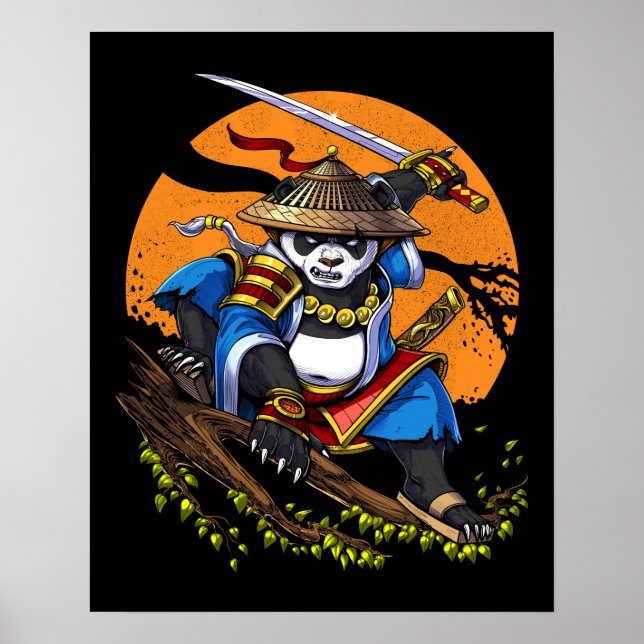Panda Bear Samurai Ninja Poster (Framsidan)