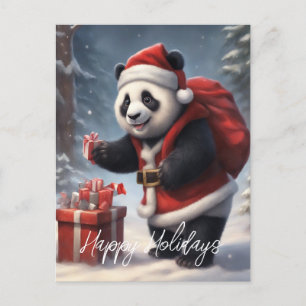 Panda Bear Santa Helg Vykort