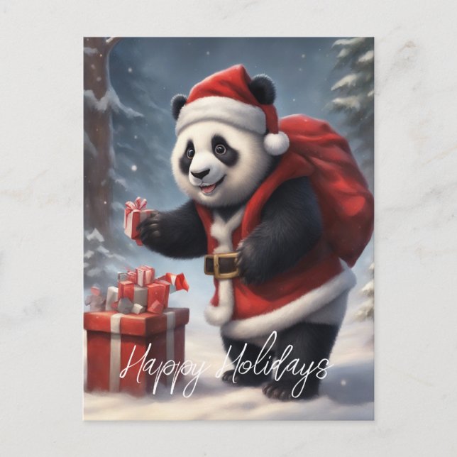 Panda Bear Santa Helg Vykort (Framsida)