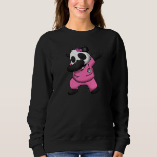 Panda Bear SCrub Kostym Dabbing Girl Kärlek Fantas T Shirt