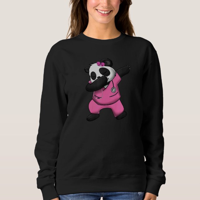 Panda Bear SCrub Kostym Dabbing Girl Kärlek Fantas T Shirt (Framsida)