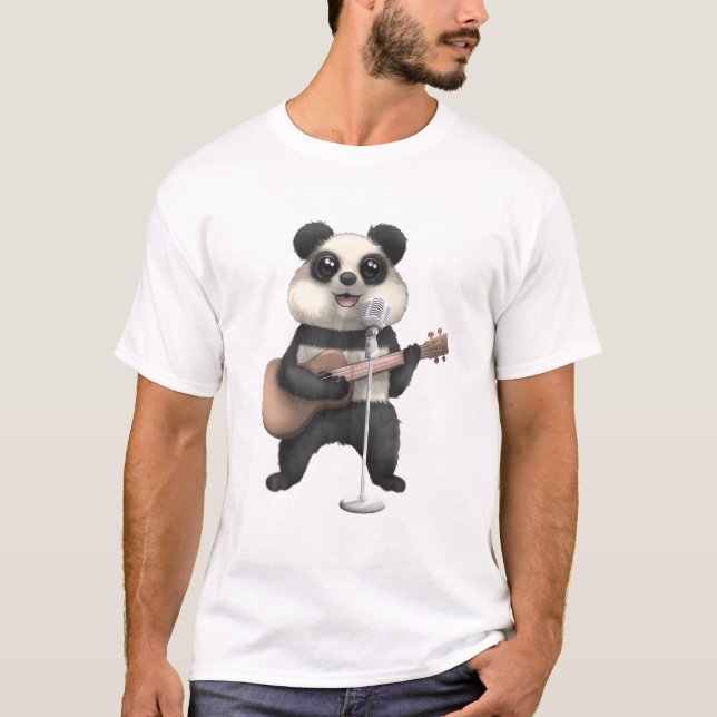 Panda Bear Singing Guitar Player Musician Music Gu T Shirt (Framsida)