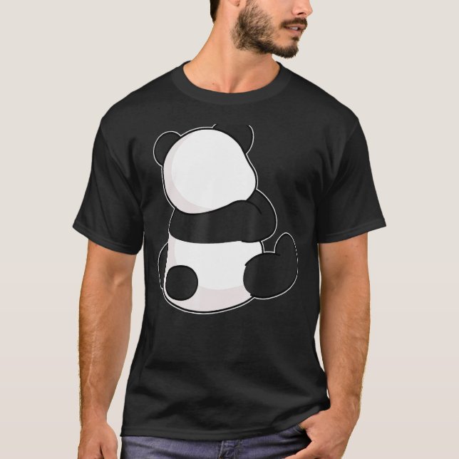 Panda Bear Sitta Back Facing Wildlife T Shirt (Framsida)