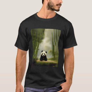 Panda Bear Sitting In Clearing In Bamboo Field For T Shirt