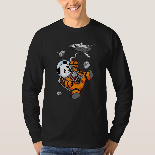 Panda Bear Space Astronaut Animal Kids Girls Boys T Shirt (Framsida)