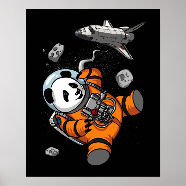 Panda Bear Space Astronaut Funny Animal Poster (Framsidan)