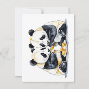 Panda Bear Study F - Vattenfärger Julkort