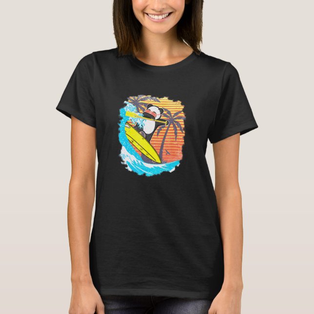 Panda Bear Surfing Surfing Surfboard Sup Stopp Pad T Shirt (Framsida)